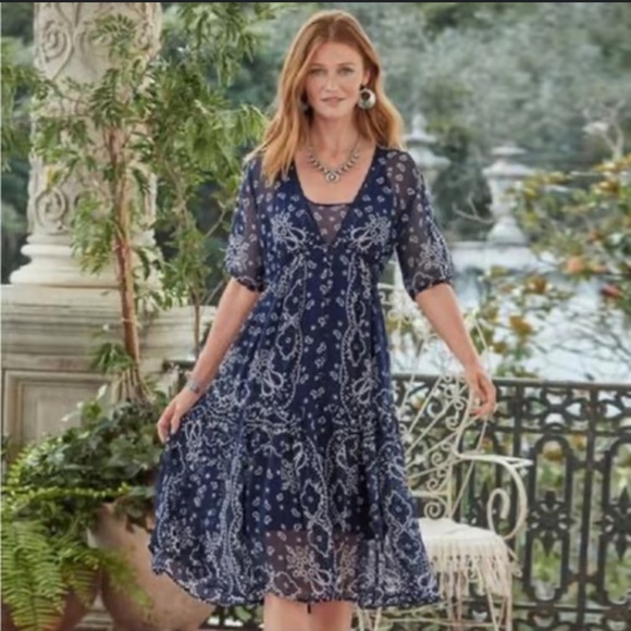 Sundance Dresses & Skirts - Sundance Brieia Bandana Print Sheer Button Front Dress